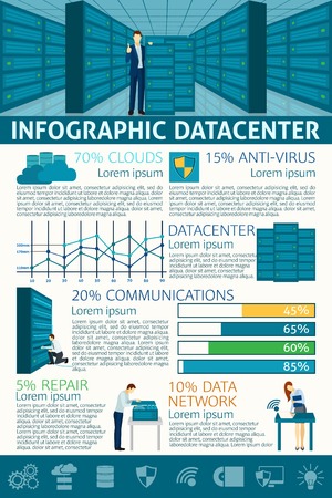Datacenter infographics set with data servers symbols and charts vector illustrationのイラスト素材