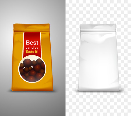 Blank packaging design with best candies pack for example realistic isolated vector illustrationのイラスト素材