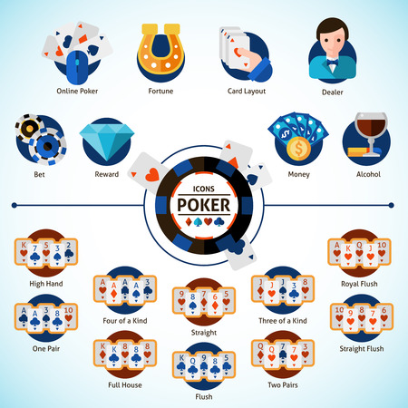Poker game and gambling decorative icons set  isolated vector illustrationのイラスト素材