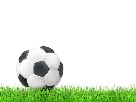 Soccer ball grass white background vector illustrationのイラスト素材