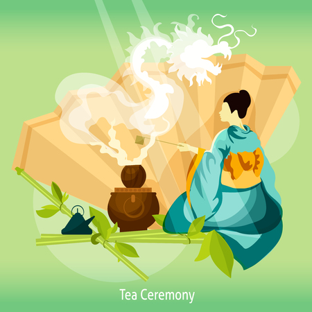 Tea Ceremony  Background. Tea Ceremony  Vector Illustration. Tea Ceremony  Design. Tea Ceremony Decorative Illustration.のイラスト素材