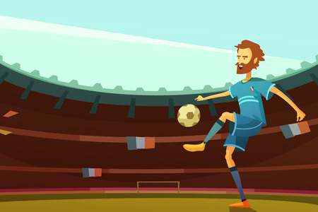 Football player with ball on stadium with France flags on background vector illustrationのイラスト素材
