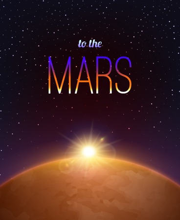Mars exploration realistic background with space and galaxy symbols vector illustrationのイラスト素材