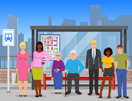 with cityscape background flat composition poster vector illustrationのイラスト素材