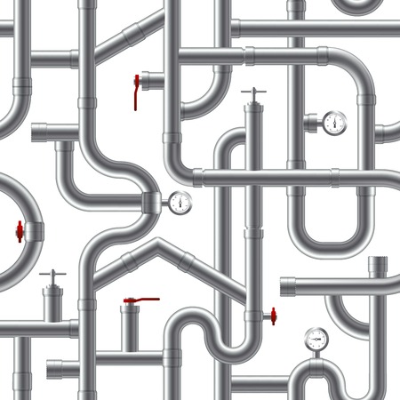 Plastic grey pipe system realistic seamless pattern  illustrationのイラスト素材