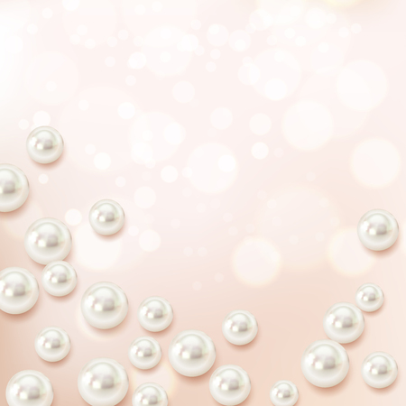 Shell pearl realistic composition of cumbersome blurry shell bubble particles and light silhouettes with shadows vector illustration.のイラスト素材