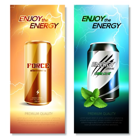Two aluminum cans drinks banner setのイラスト素材