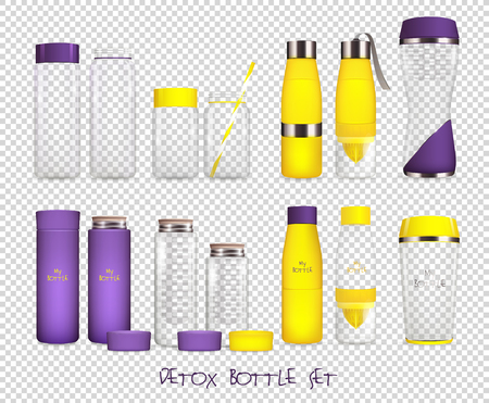 Set of realistic bottle containers icon.のイラスト素材
