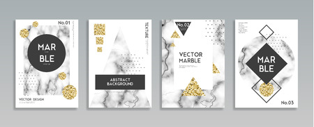 Decorative marble stone texture realistic elements in home interior design 4 mini posters collection isolated vector illustrationのイラスト素材