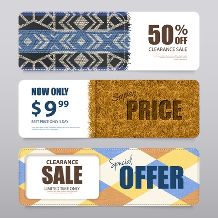 Carpet rugs sale banners set isolated vector illustrationのイラスト素材