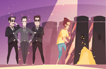 Gambling vector illustration with addicted teen gamer playing on jackpot slot gaming machine のイラスト素材