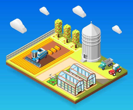 Agricultural isometric design concept vector illustrationのイラスト素材