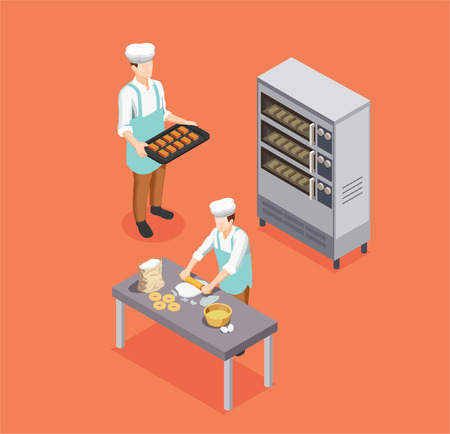 Confectionery chef isometric composition with pastry symbols isolated vector illustrationのイラスト素材