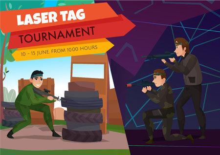 Modern gaming sports poster with laser tag symbols flat vector illustrationのイラスト素材