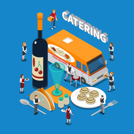 Catering isometric compositionのイラスト素材