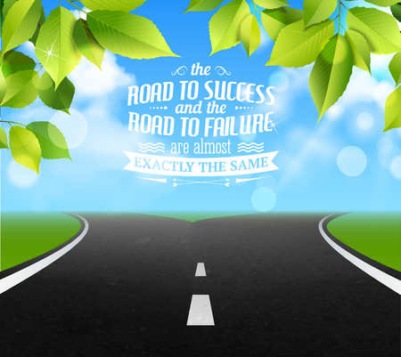 Road of life quotes with failure and success symbols realistic vector illustrationのイラスト素材