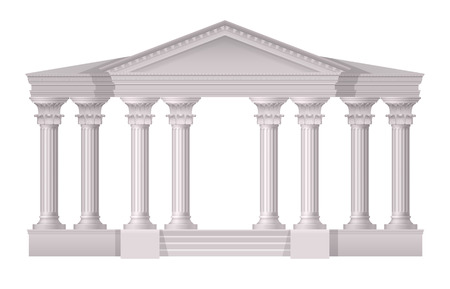 Realistic antique white columns realistic composition with 3d style on white background vector illustrationのイラスト素材
