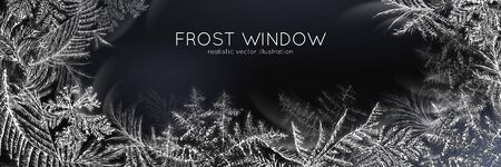 Frost window horizontal black white poster realistic vector illustrationのイラスト素材