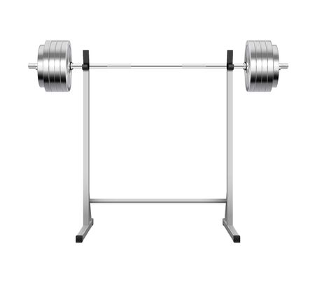 Sport metal barbell on rack on white background realistic vector illustrationのイラスト素材