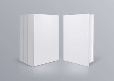 Books mockup composition with realistic images of book with no title from front point of view vector illustrationのイラスト素材