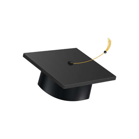 Realistic graduate academic composition with isolated image of square academic cap on blank background vector illustrationのイラスト素材
