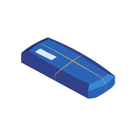 Isometric post composition with image of small flexible parcel stringed with rope vector illustrationのイラスト素材