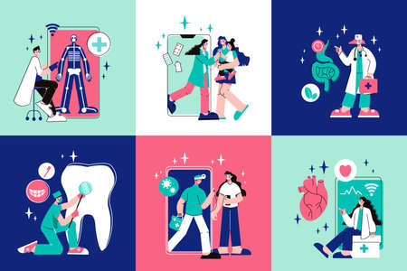 Online Medicine Set illustrationのイラスト素材