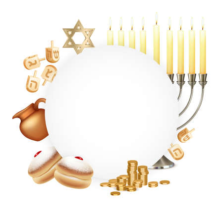 Hanukkah Symbols Realistic Compositionのイラスト素材
