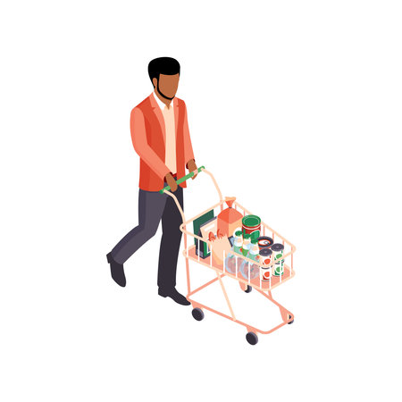 Man With Basket Compositionのイラスト素材