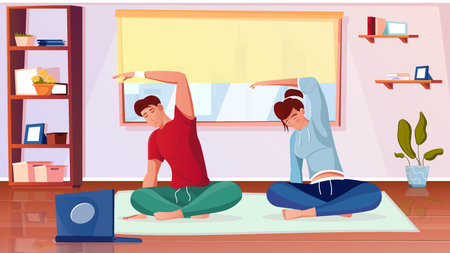 Training Fit Flat illustrationのイラスト素材