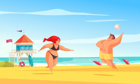 Body Positive Beach Compositionのイラスト素材