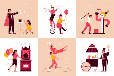 Circus Funfair people Design Conceptのイラスト素材