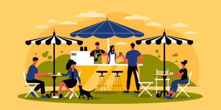 Outdoor coffee stall Illustrationのイラスト素材