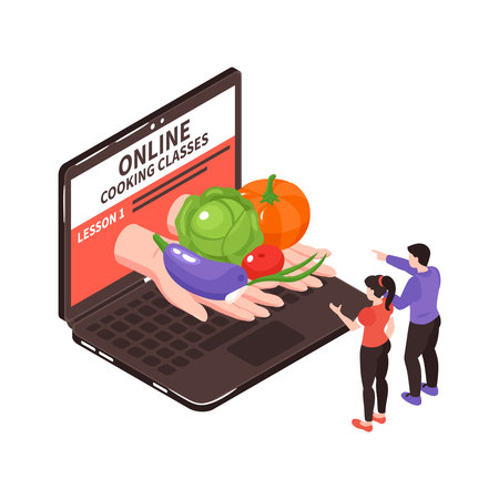 Learning Cooking Online Illustrationのイラスト素材