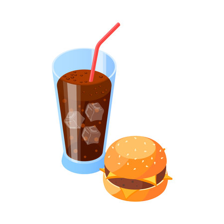Burger and beverage Vector Illustrationのイラスト素材