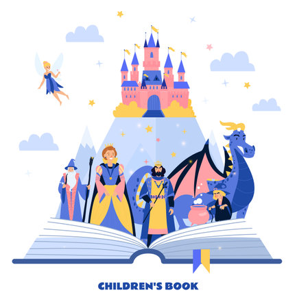 Book For Children Cartoon Illustrationのイラスト素材
