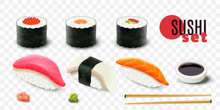 Realistic Sushi Setのイラスト素材