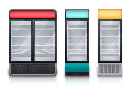Drinks Fridges Realistic Setのイラスト素材