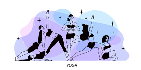Line Art Yoga Compositionのイラスト素材