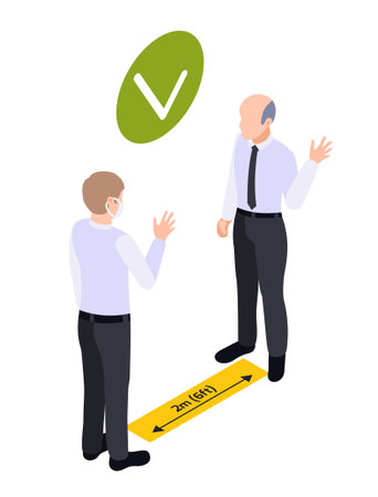 Social Distancing Vector Illustrationのイラスト素材