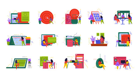 Business Space Recolor Icons illustrationのイラスト素材