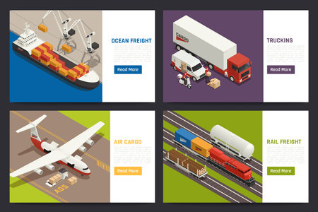 Cargo Transportation Isometric Conceptのイラスト素材