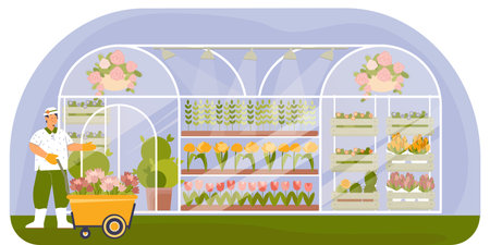 Plant Nursery Flat Composition illustrationのイラスト素材