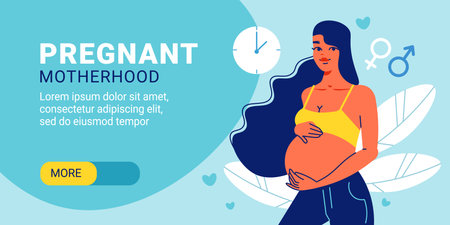 Pregnant Motherhood Horizontal Bannerのイラスト素材