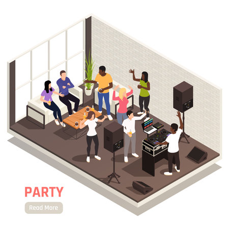 DJ Party Isometric View illustrationのイラスト素材