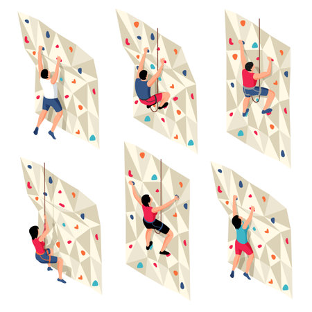 Isometric Climbing Walls Setのイラスト素材