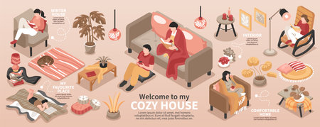 Cozy Home Infographicsのイラスト素材