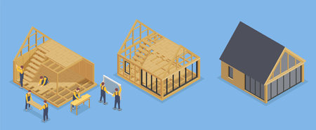 House Frame Building Setのイラスト素材