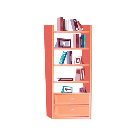 Bookcase Flat Illustrationのイラスト素材