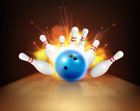 Fire Bowling Strike Compositionのイラスト素材